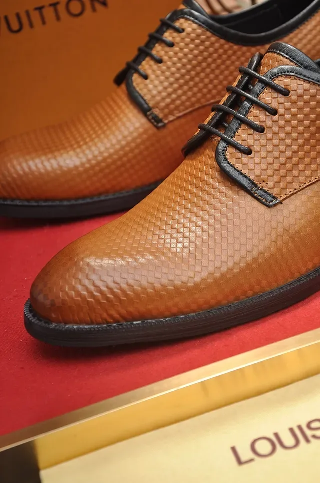 Brown Woven Texture Cap Toe Oxford Shoes 2