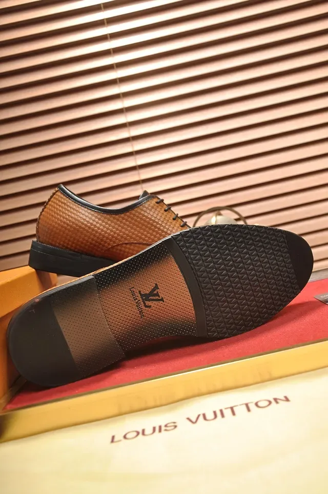 Brown Woven Texture Cap Toe Oxford Shoes 3