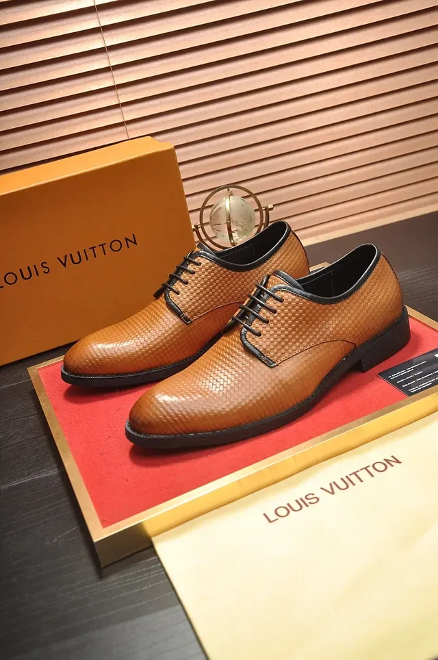 Brown Woven Texture Cap Toe Oxford Shoes 4
