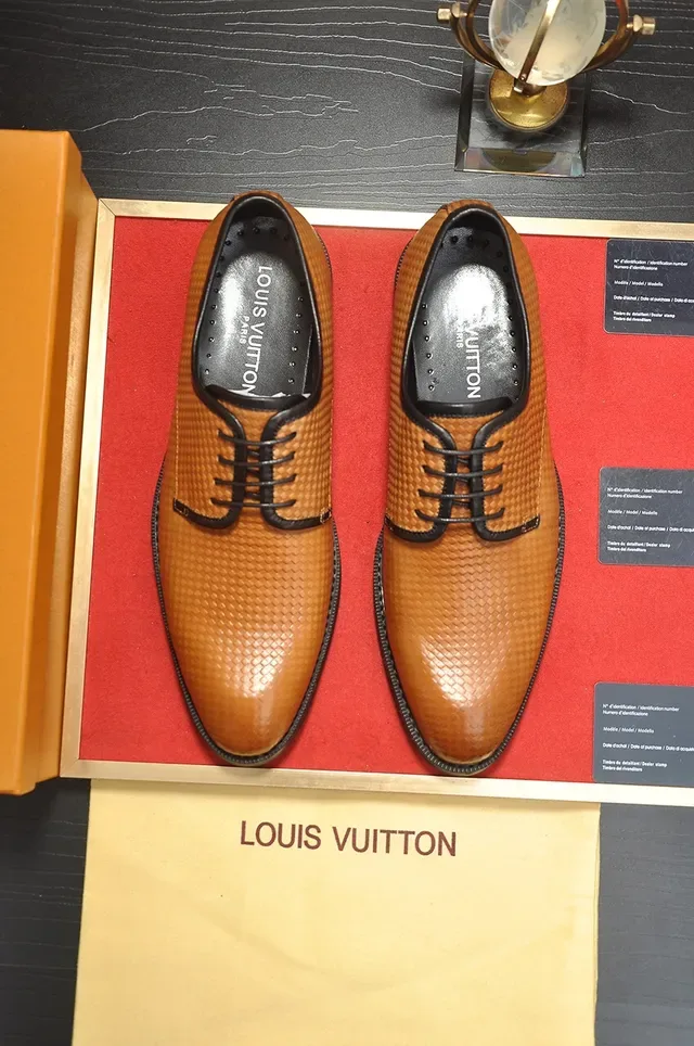Brown Woven Texture Cap Toe Oxford Shoes 5