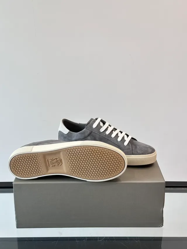 Brunello Cucinelli Gray Suede Low-Top Lifestyle Sneakers 2