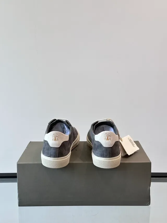 Brunello Cucinelli Gray Suede Low-Top Lifestyle Sneakers 3