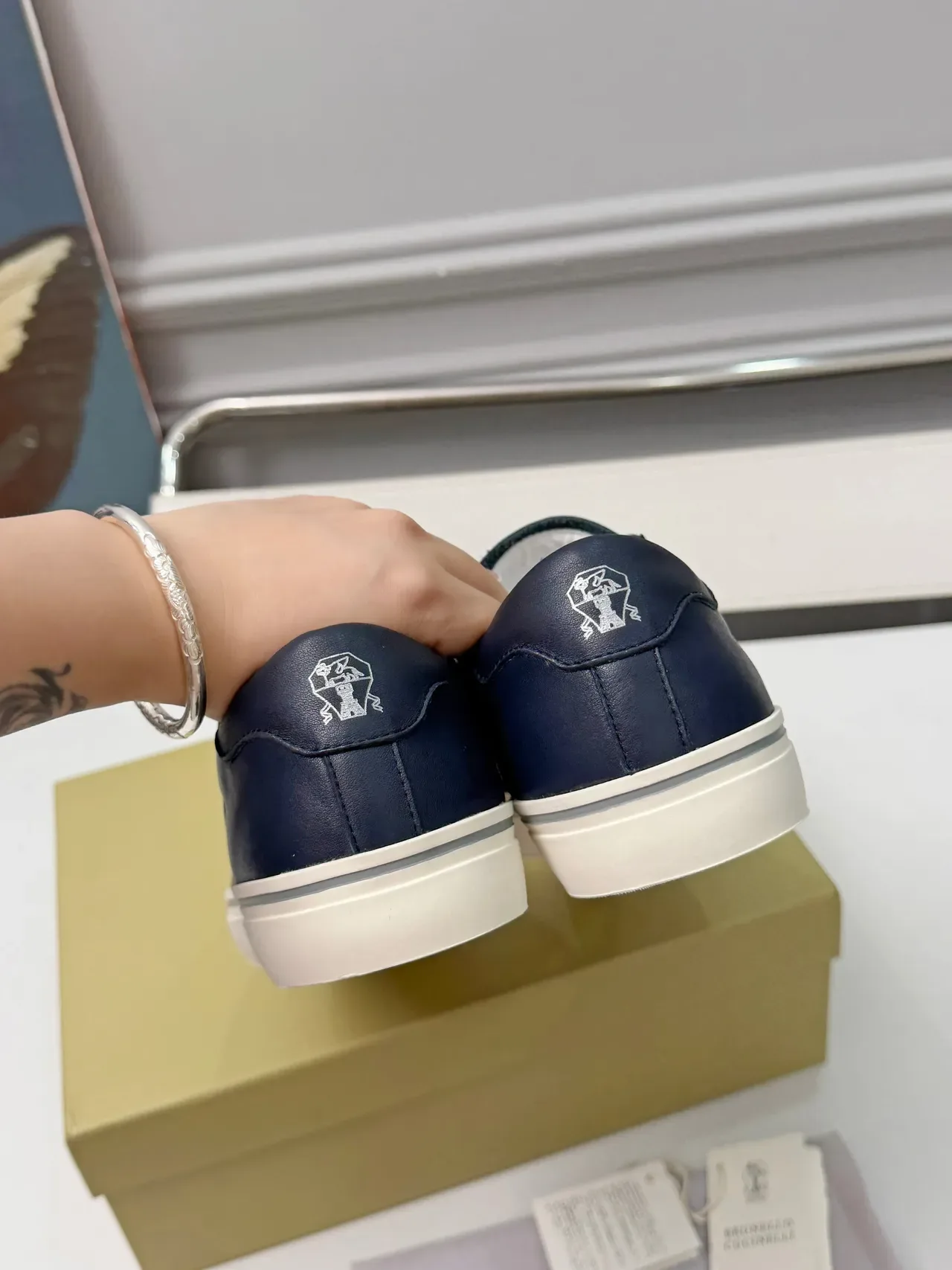 Brunello Cucinelli Navy Leather Low-Top Lifestyle Sneakers 3