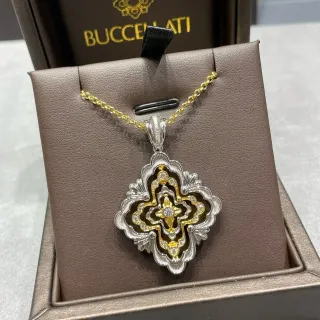Buccellati نقش زهور مزخرف ثنائي اللون قلادة