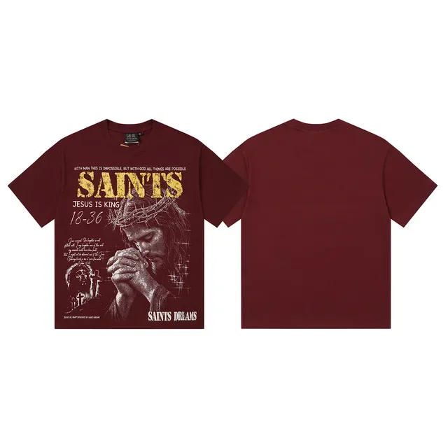 Burgundy Black Oversized Fit Graphic Print T-Shirt 3