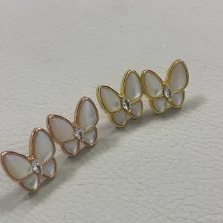 Butterfly-Shaped Mother-of-Pearl and Gold-Tone Stud Earrings