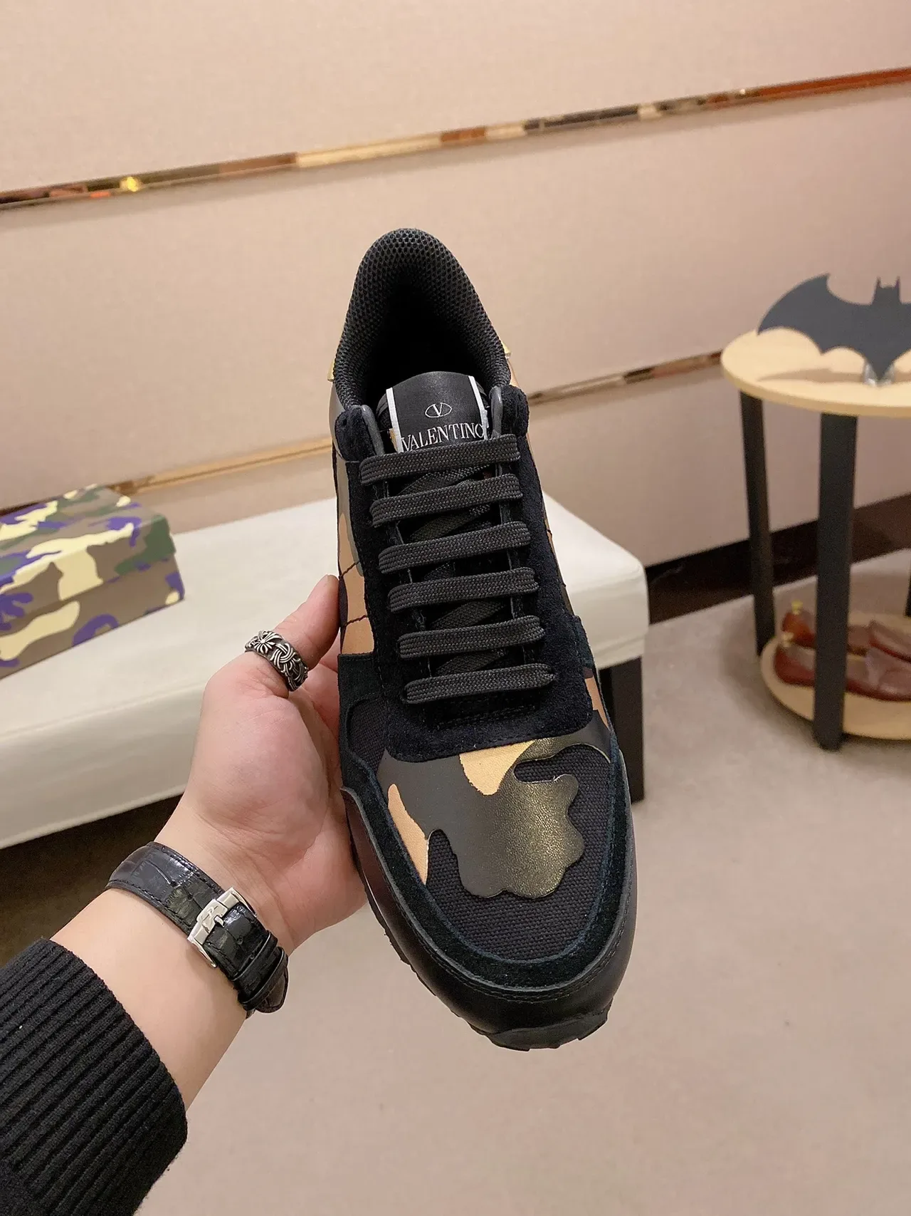 Camouflage Panel Black and Gold Lifestyle Sneaker 5