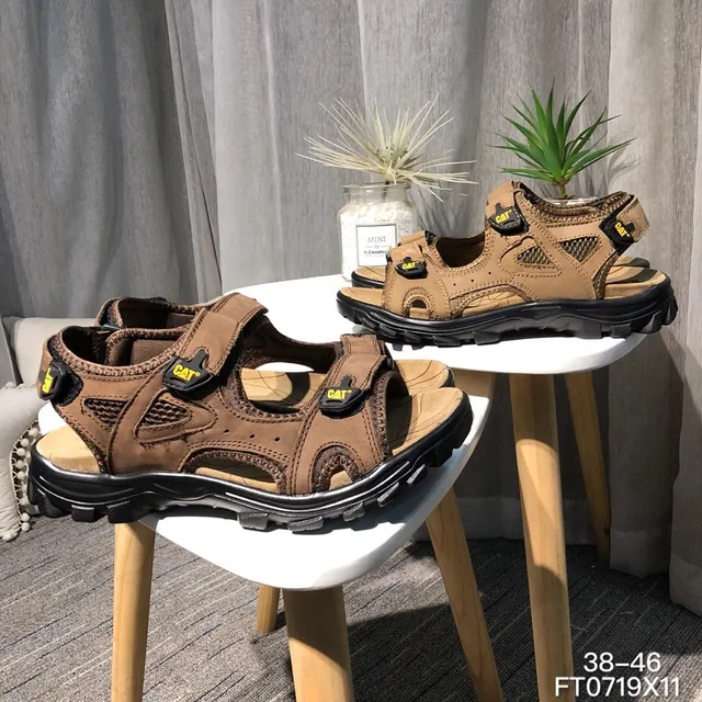 CAT Brown Black Strapped Rugged Casual Sandals 2