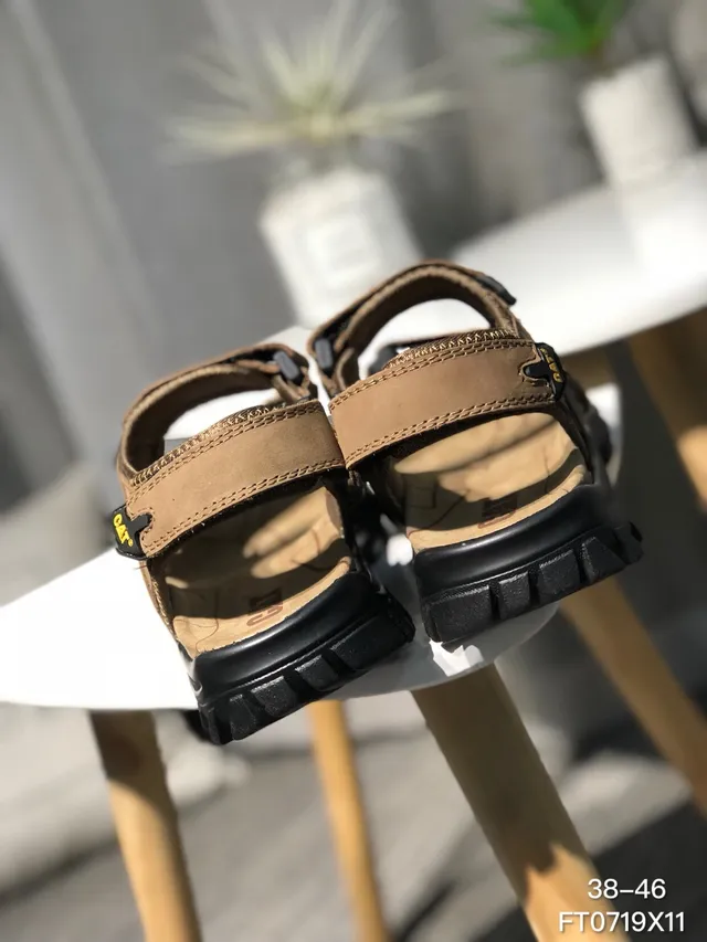 CAT Brown Black Strapped Rugged Casual Sandals 4