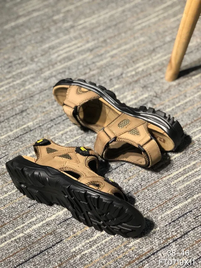 CAT Brown Black Strapped Rugged Casual Sandals 5