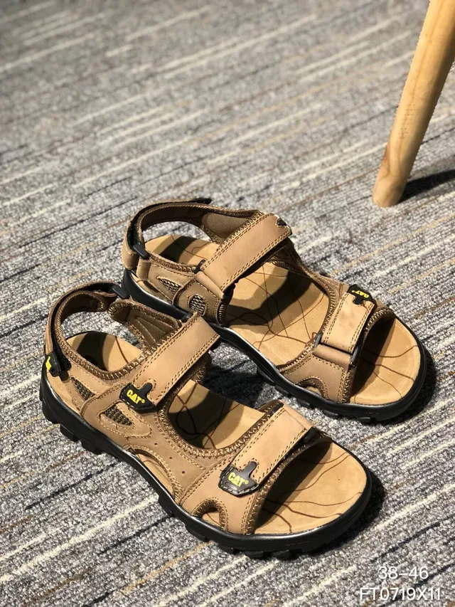 CAT Brown Black Strapped Rugged Casual Sandals 10