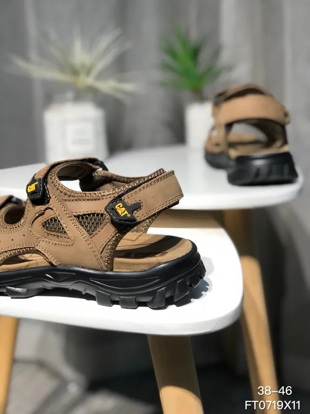 CAT Brown Black Strapped Rugged Casual Sandals 11