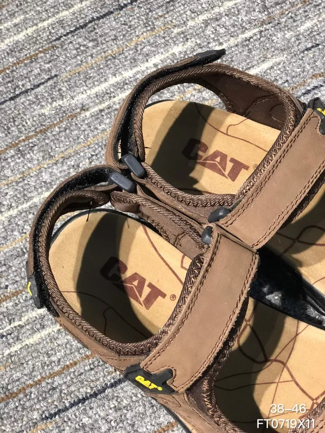 CAT Brown Black Strapped Rugged Casual Sandals 16