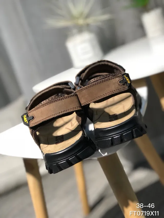 CAT Brown Black Strapped Rugged Casual Sandals 18