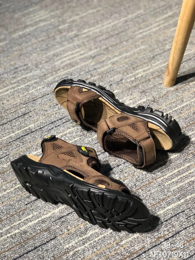 CAT Brown Black Strapped Rugged Casual Sandals 19