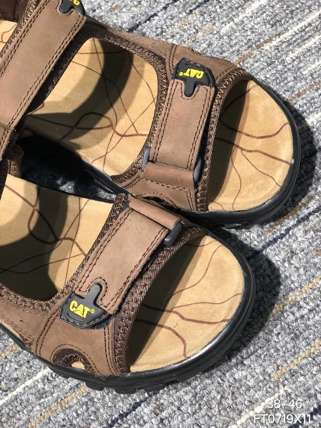 CAT Brown Black Strapped Rugged Casual Sandals 20