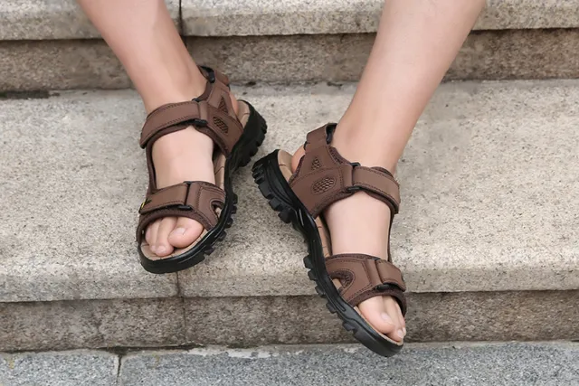 CAT Brown Black Strapped Rugged Casual Sandals 24