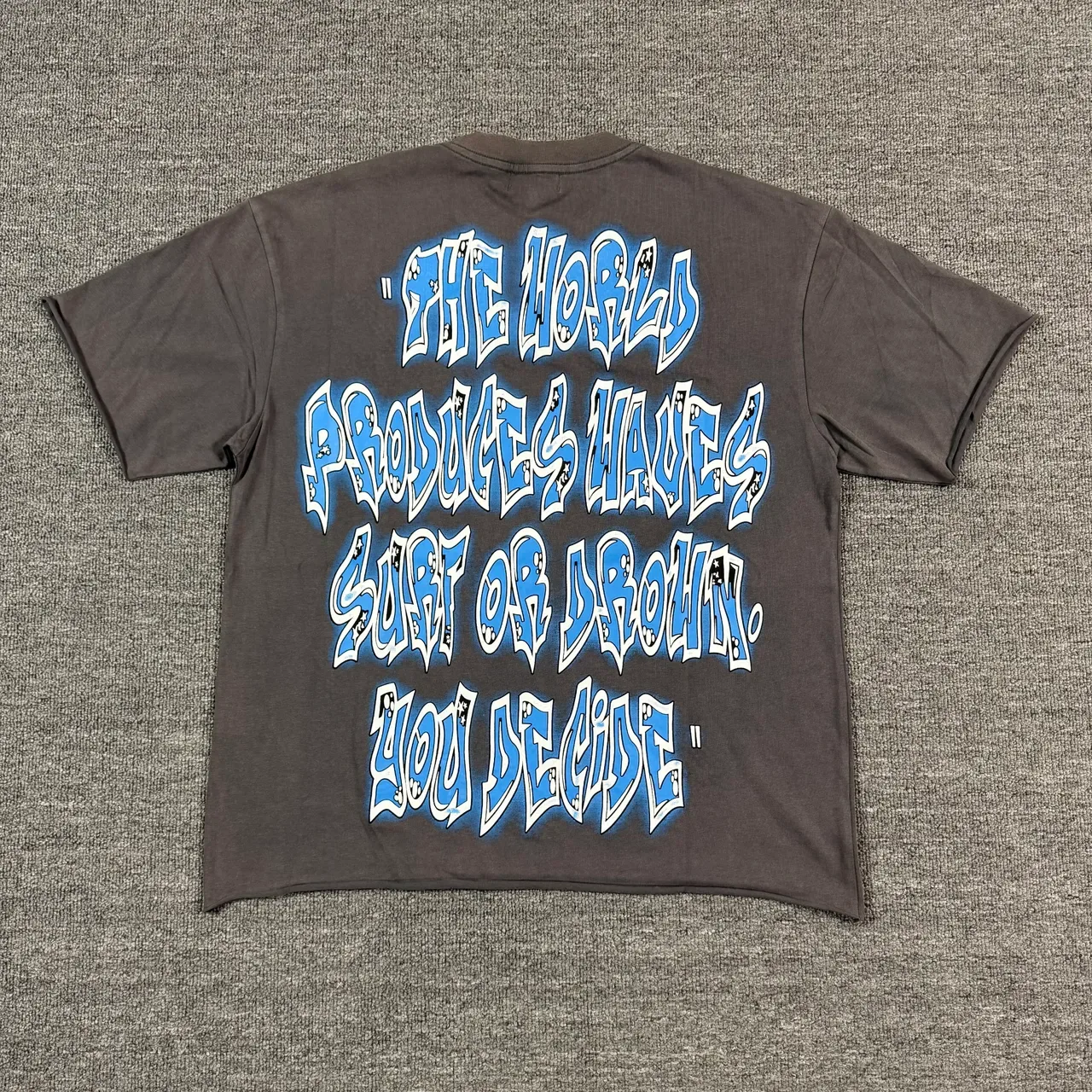 Charcoal Gray Double-Sided Graphic Print Oversized T-Shirt 3