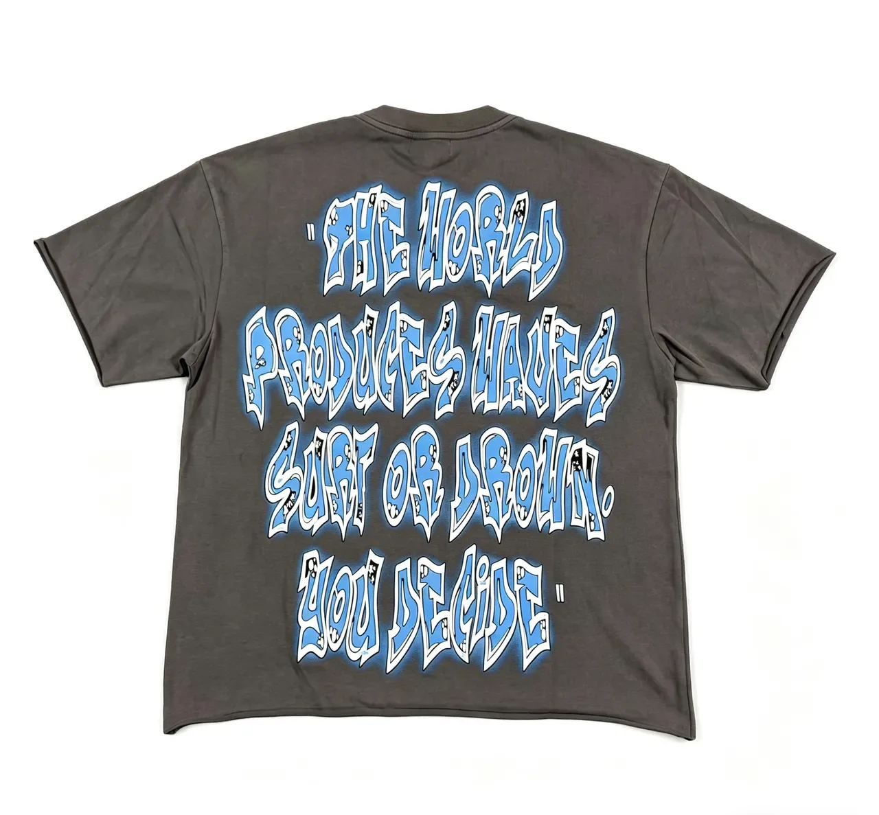 Charcoal Gray Double-Sided Graphic Print Oversized T-Shirt 6
