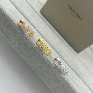 CHAUMET Gold Silver Bow Motif Pavé-Set Diamonds Ring