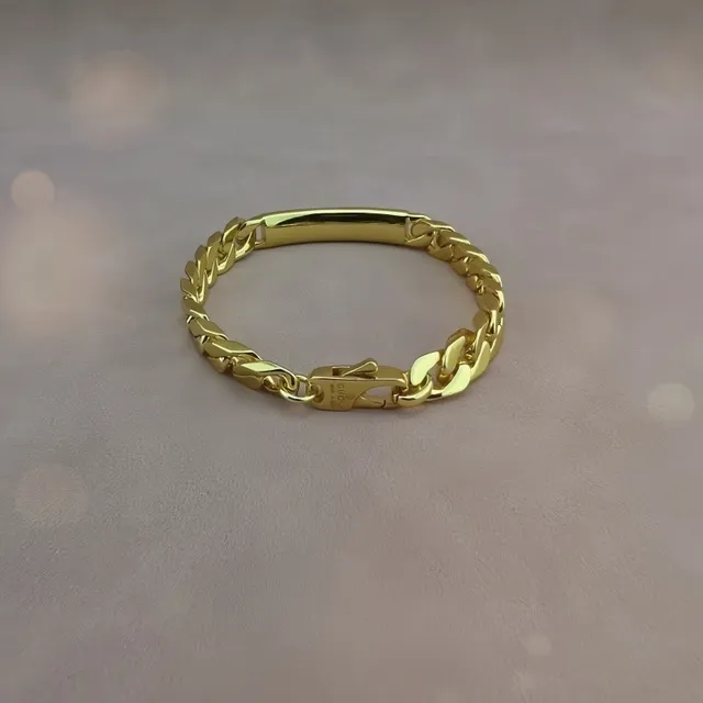 Chunky Curb Chain Engraved Plate Bracelet 4