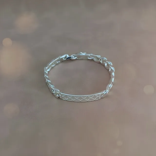 Chunky Curb Chain Engraved Plate Bracelet 5