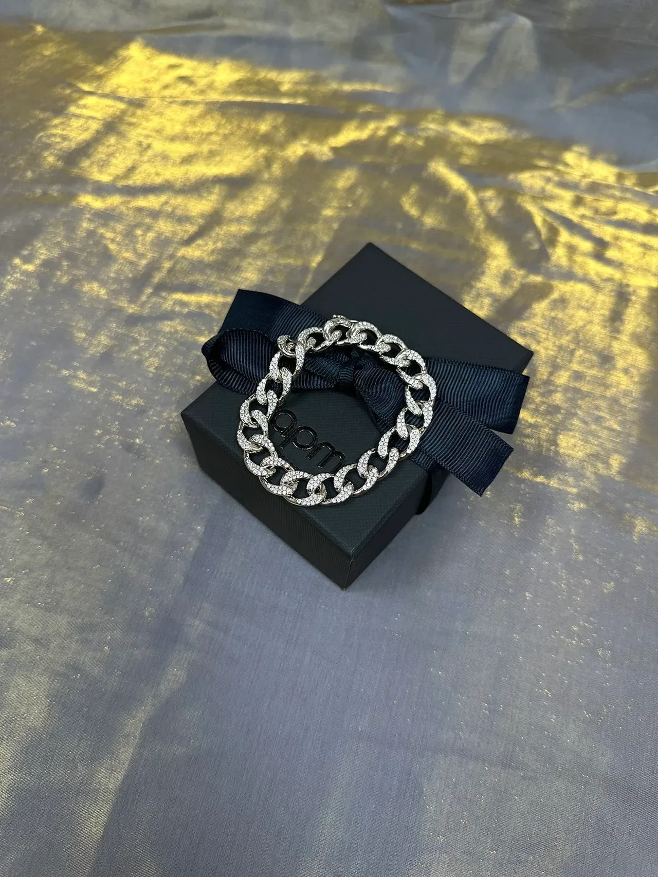Chunky Curb-Link Pavé-Set Silver-Toned Bracelet 6