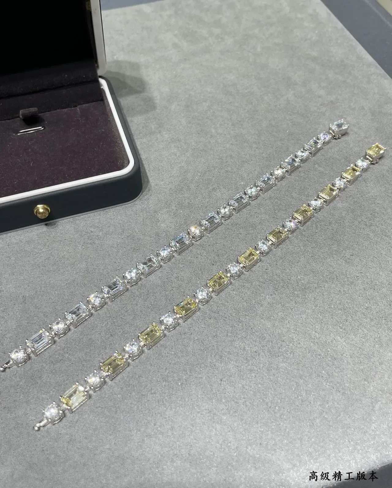 Clear Stone Alternating Emerald-Cut and Round Bracelet 5