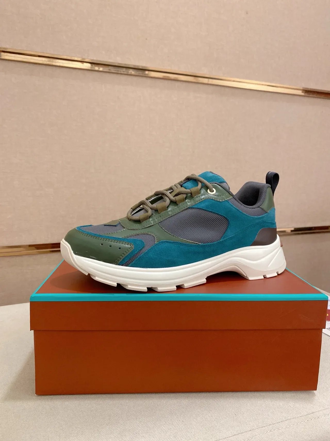 Color-Blocked Multi-Panel Suede and Mesh Lifestyle Sneaker 1
