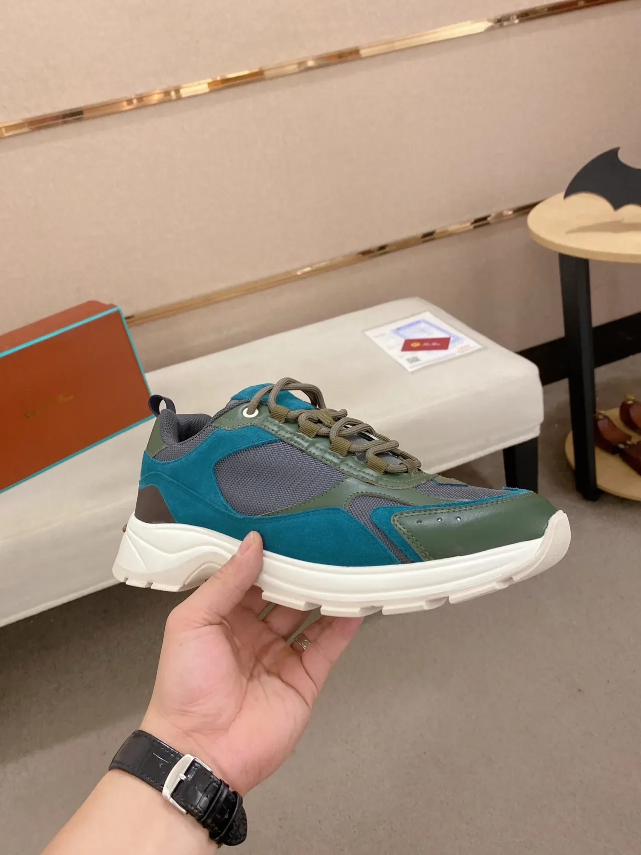 Color-Blocked Multi-Panel Suede and Mesh Lifestyle Sneaker 4