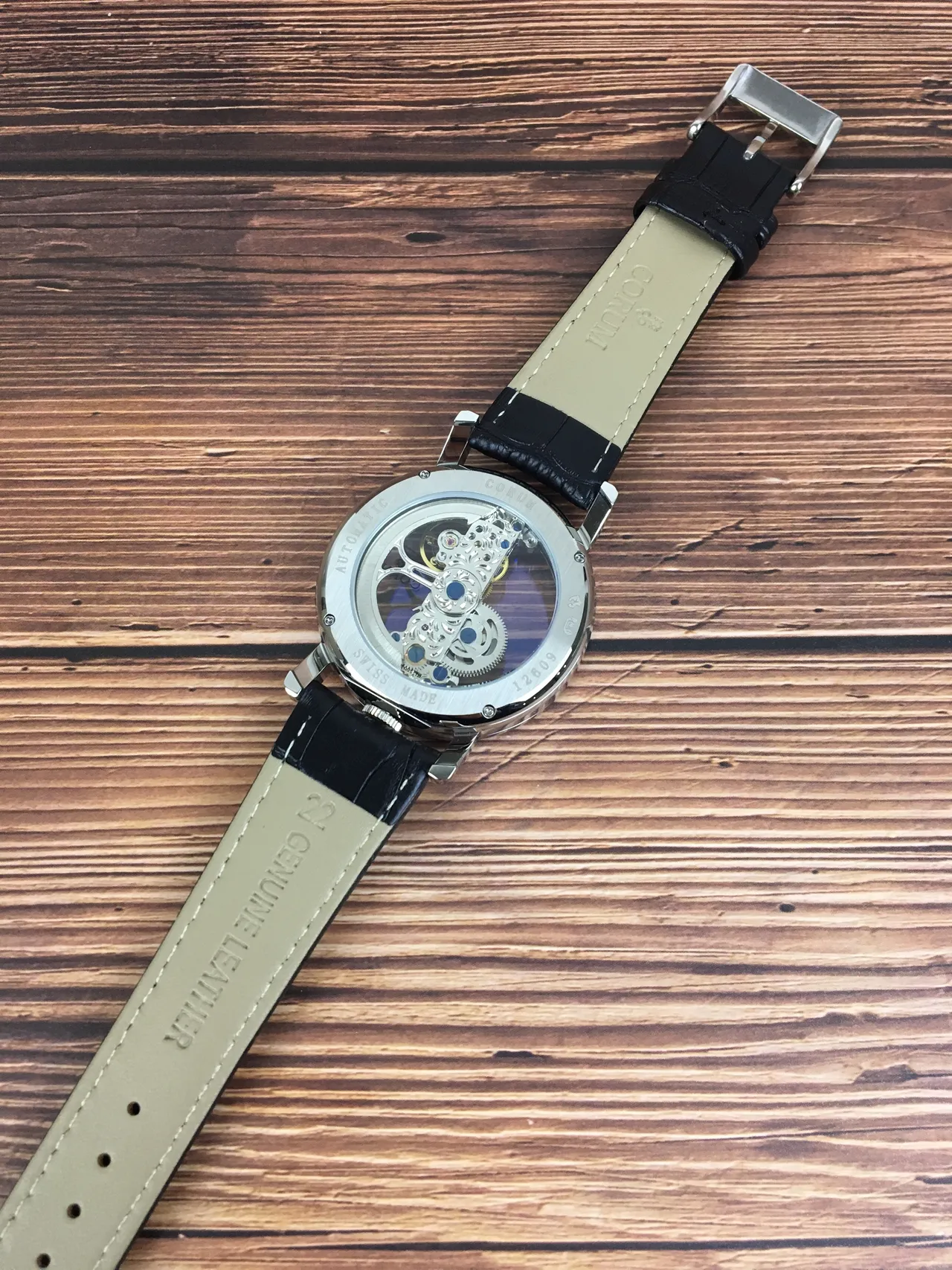 Corum Black Silver Skeletonized Gem-Set Bezel Mechanical Watch 6