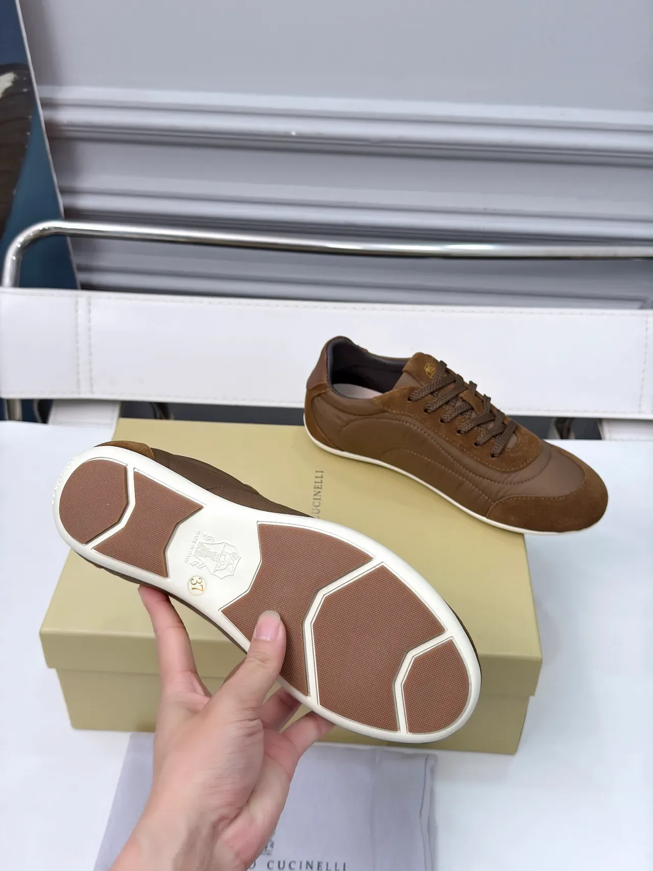 Cucinelli Brown Suede and Textile Lifestyle Sneakers 2