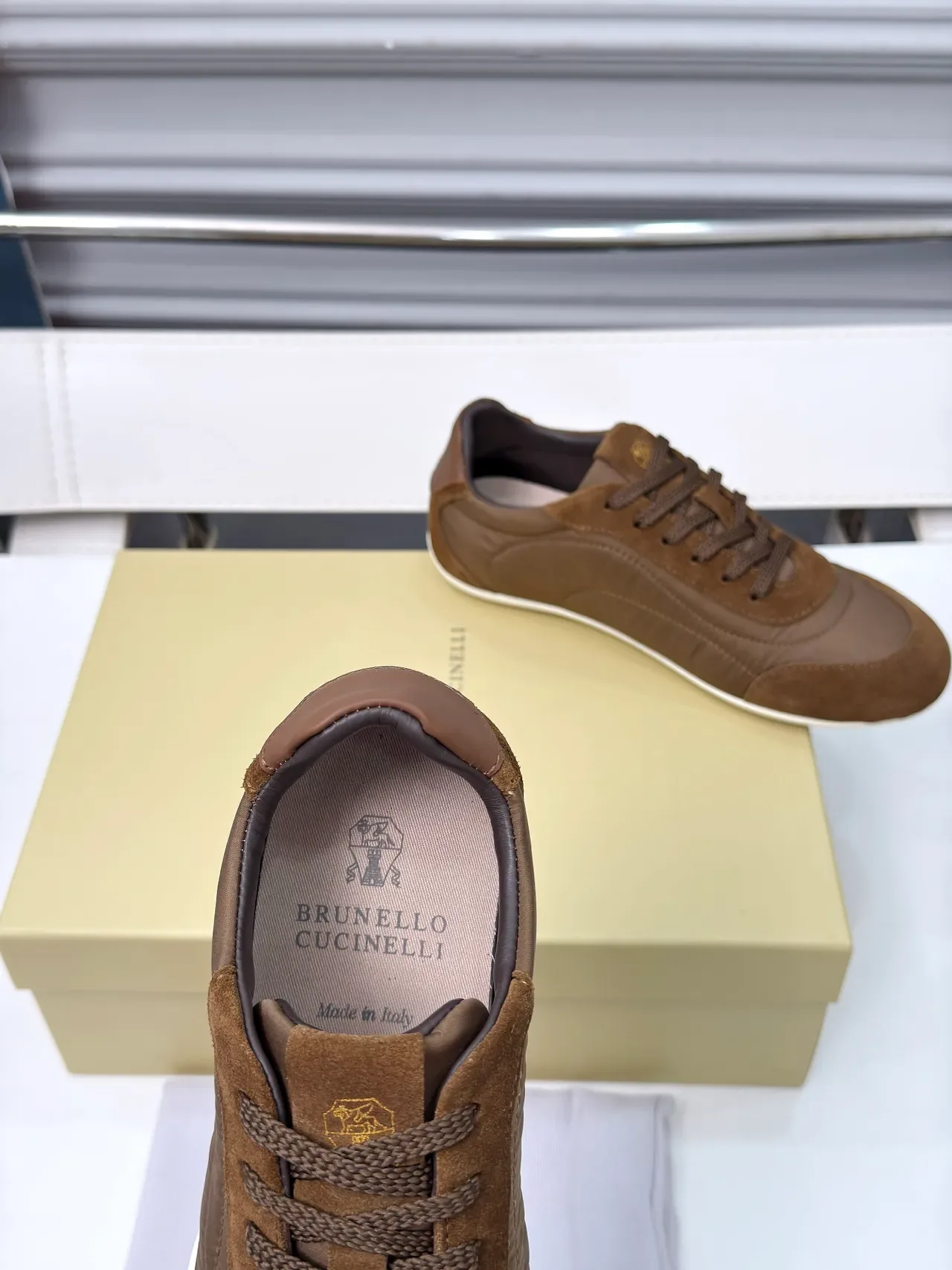 Cucinelli Brown Suede and Textile Lifestyle Sneakers 3