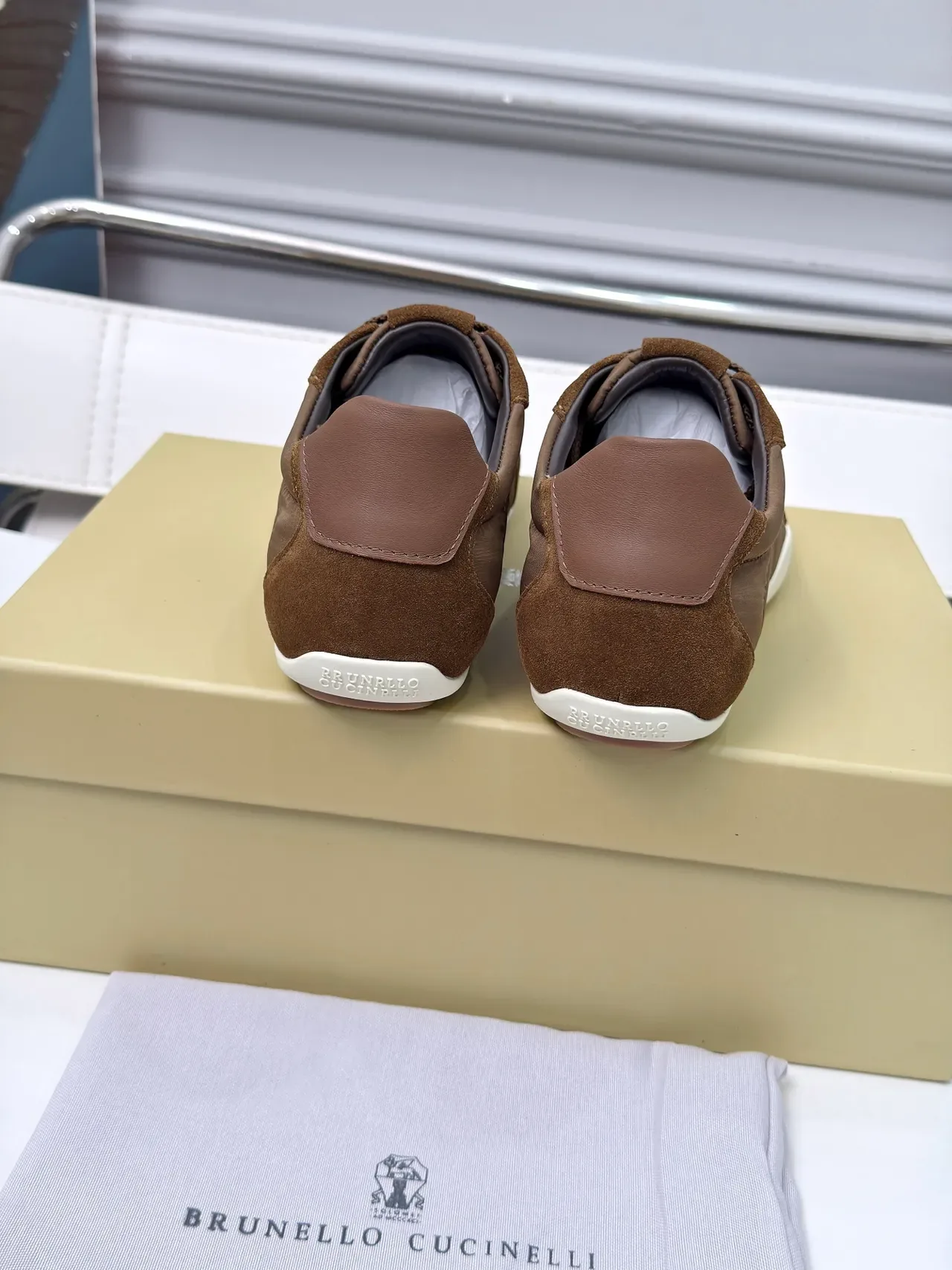 Cucinelli Brown Suede and Textile Lifestyle Sneakers 4