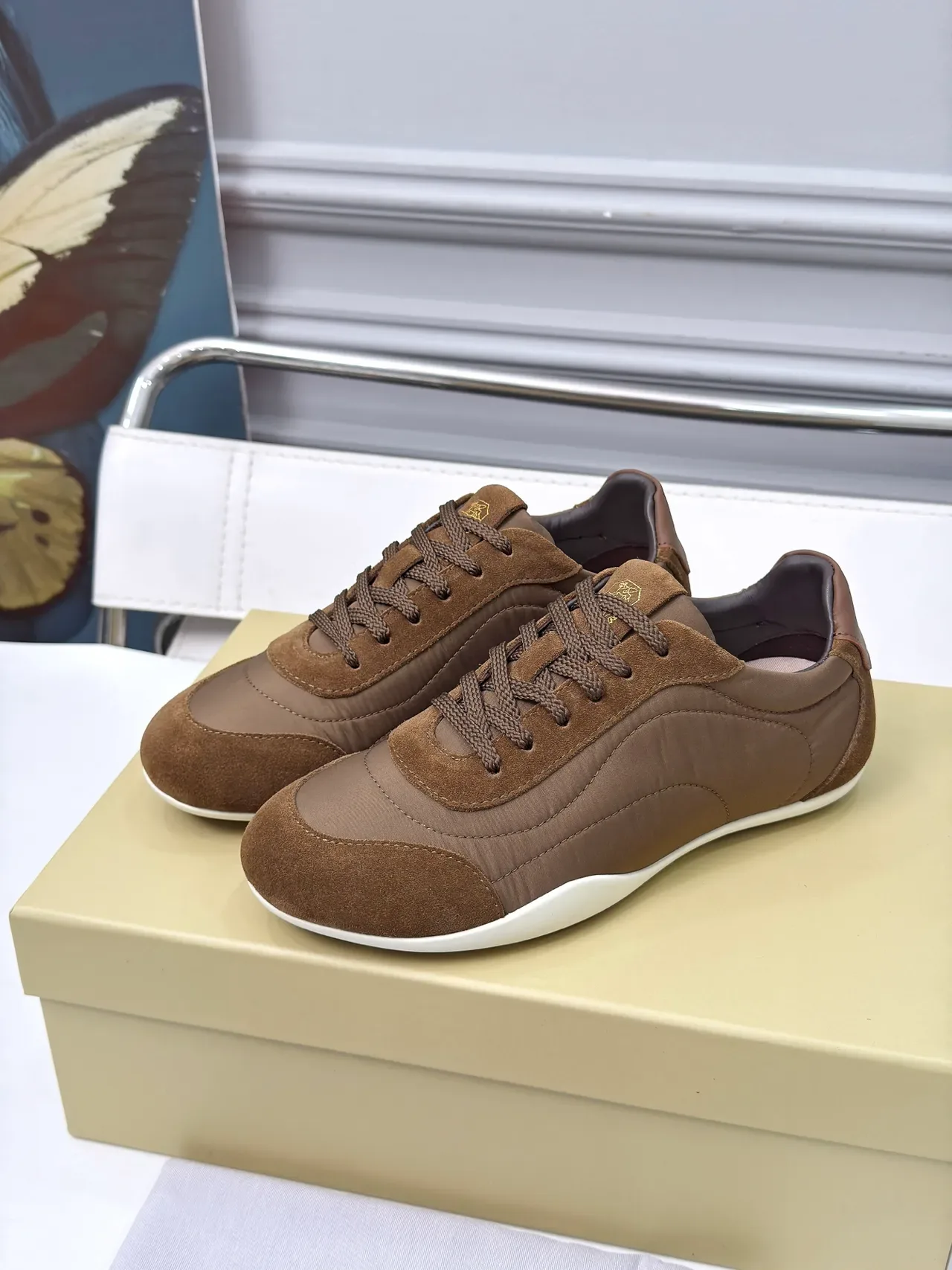 Cucinelli Brown Suede and Textile Lifestyle Sneakers 5