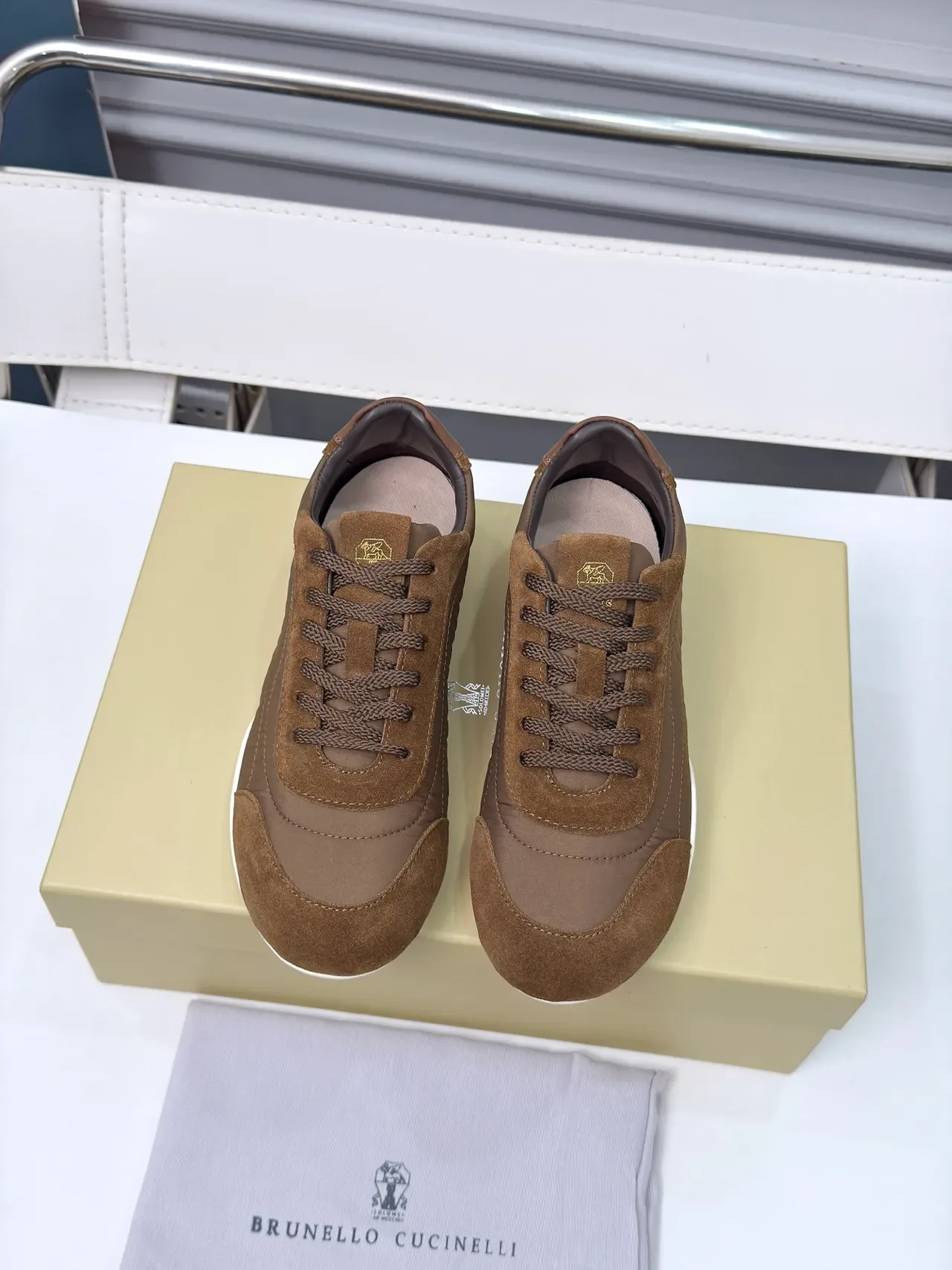 Cucinelli Brown Suede and Textile Lifestyle Sneakers 6