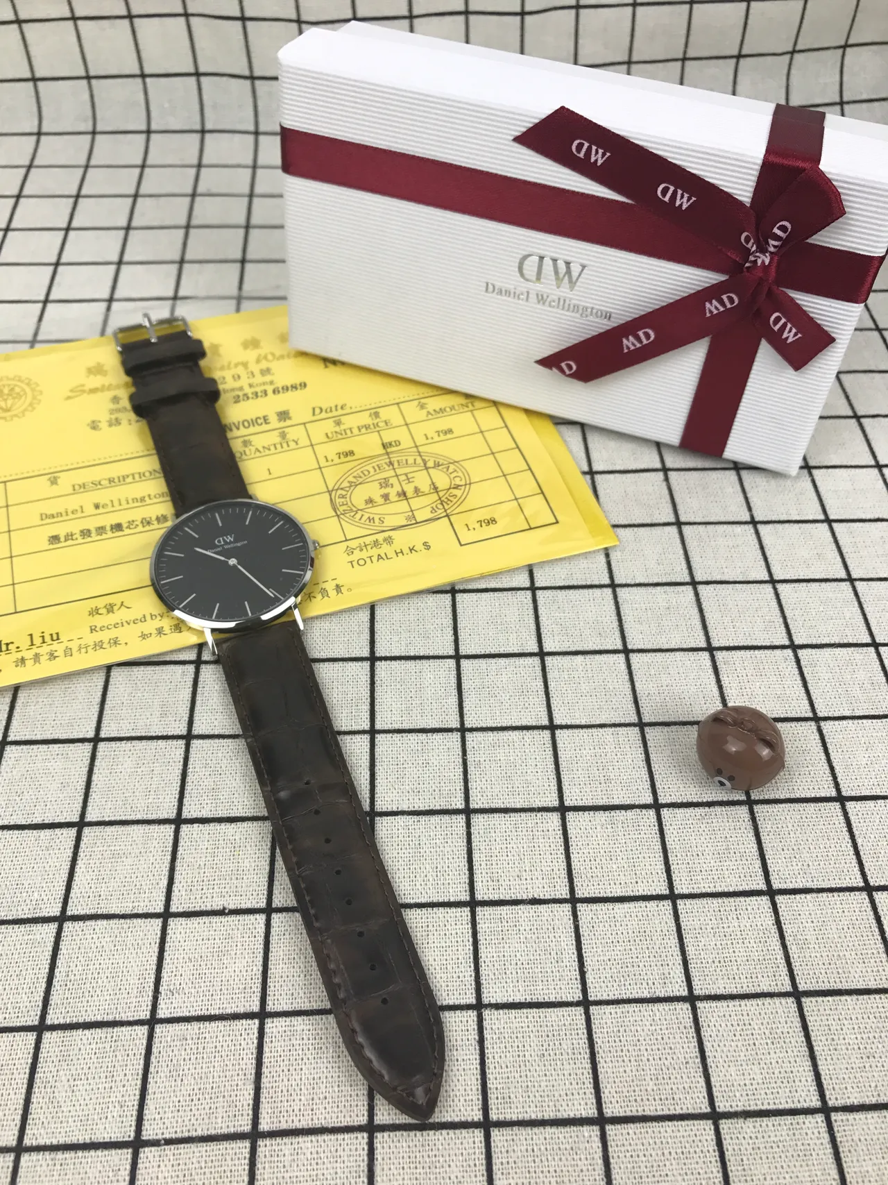 Daniel Wellington Classic Minimalist Black Dial Brown Leather Strap Quartz Watch 2