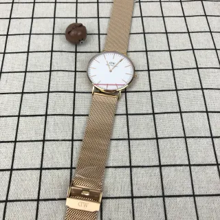 Daniel Wellington গোল্ড হোয়াইট সরল ডায়াল জালি কব্জি কোয়ার্টজ ঘড়ি