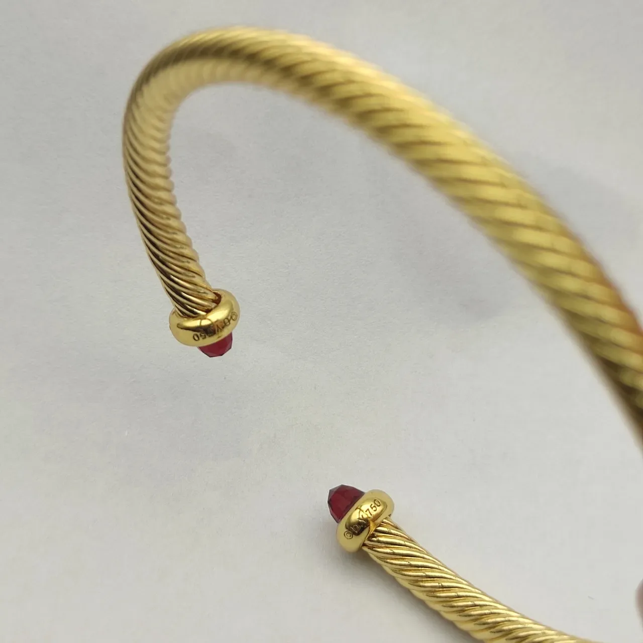 David Yurman Cable Classic Garnet-Tipped Gold Twist Bracelet 3