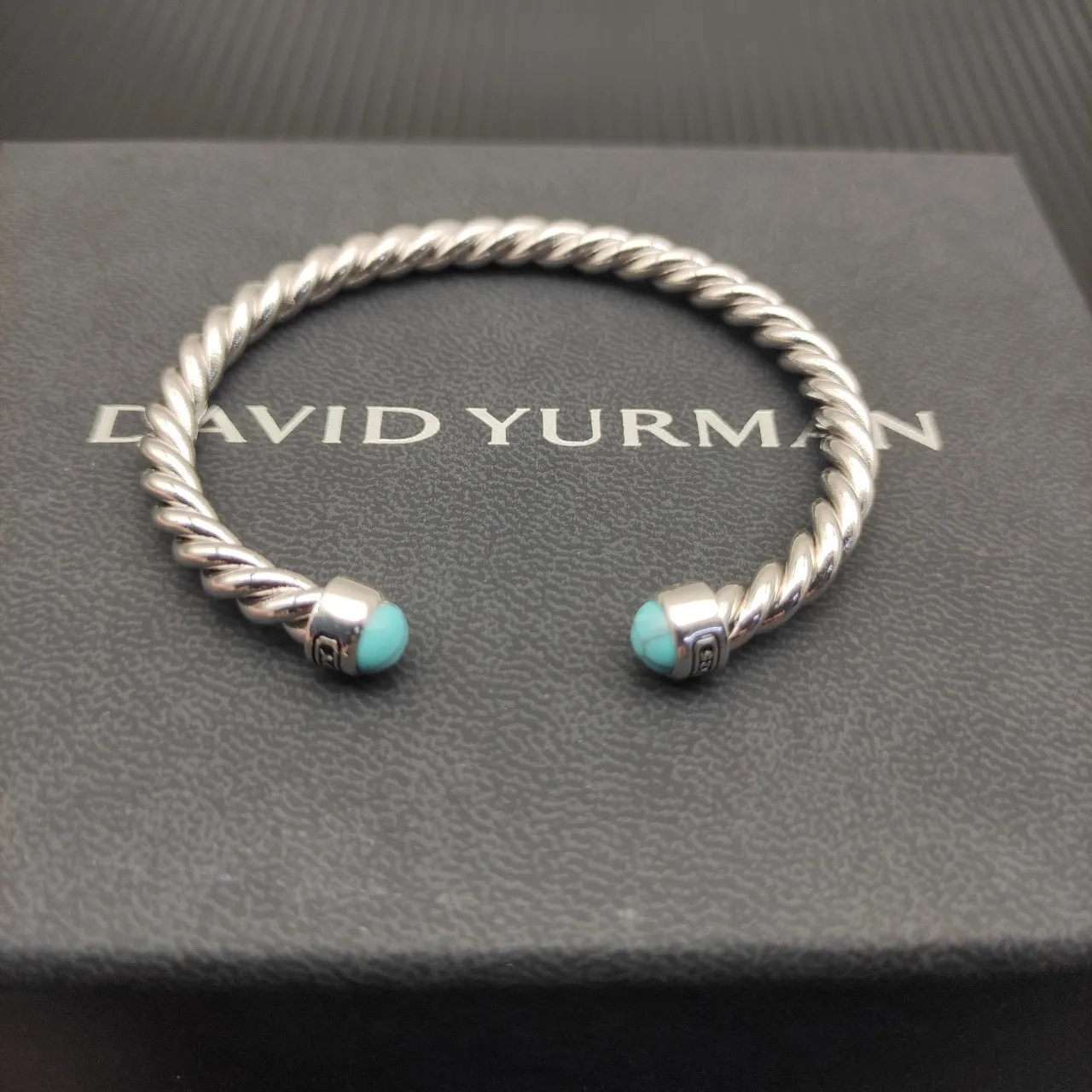 David Yurman Cable Classic Twisted Silver and Turquoise Bracelet 4