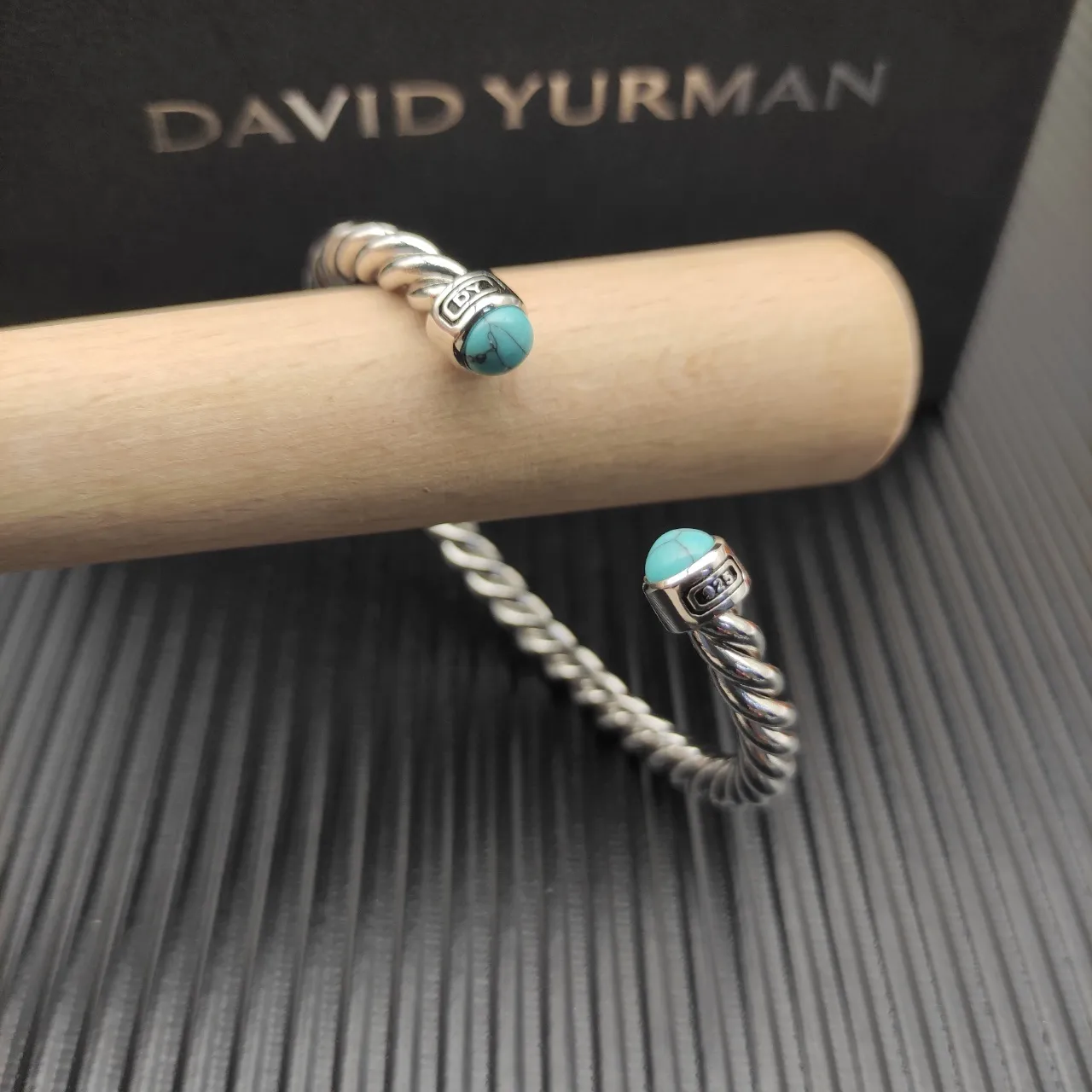 David Yurman Cable Classic Twisted Silver and Turquoise Bracelet 8