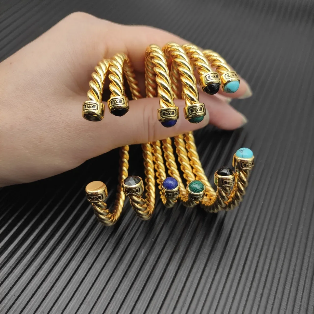 David Yurman Cable Classics Gold Black Twisted Bracelet 3