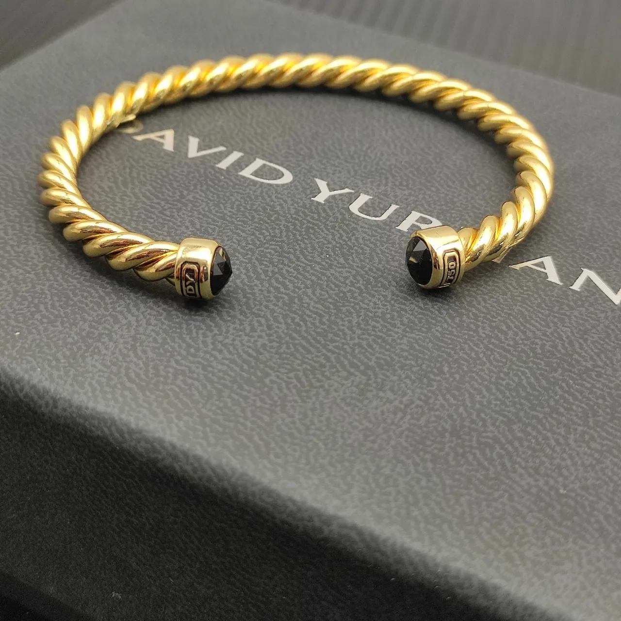 David Yurman Cable Classics Gold Black Twisted Bracelet 4