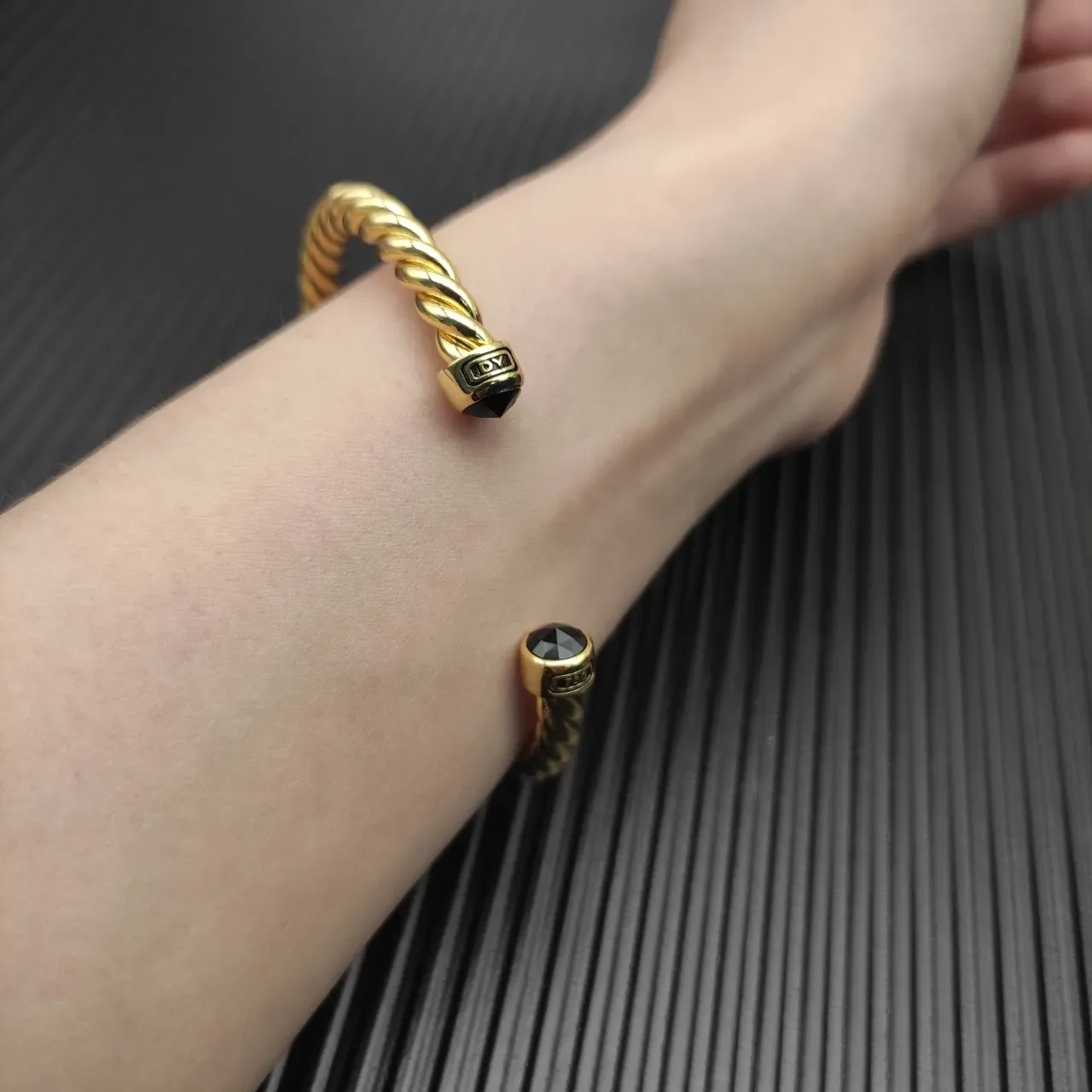 David Yurman Cable Classics Gold Black Twisted Bracelet 5