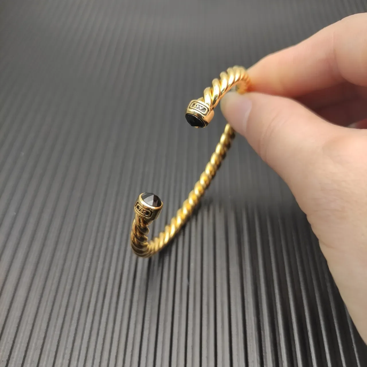 David Yurman Cable Classics Gold Black Twisted Bracelet 6