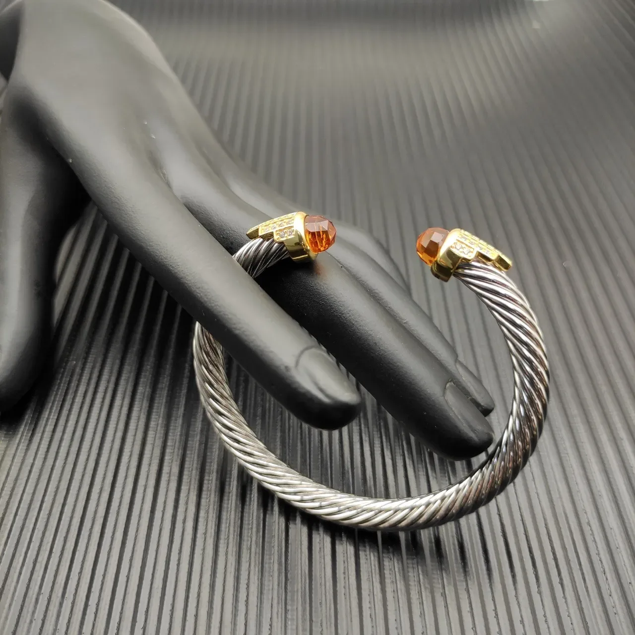 David Yurman Cable Classics Silver Gold Twisted Dual-Tone Metal Bracelet 3