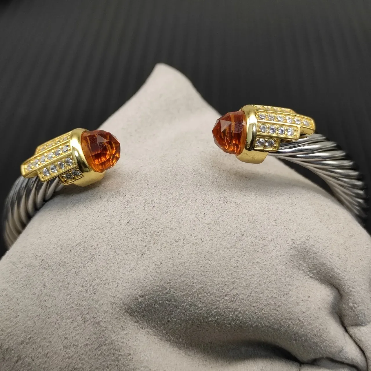 David Yurman Cable Classics Silver Gold Twisted Dual-Tone Metal Bracelet 4