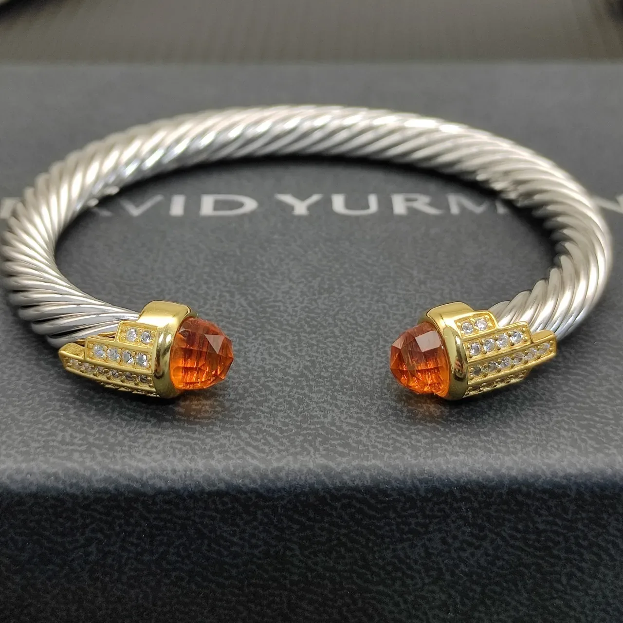 David Yurman Cable Classics Silver Gold Twisted Dual-Tone Metal Bracelet 6