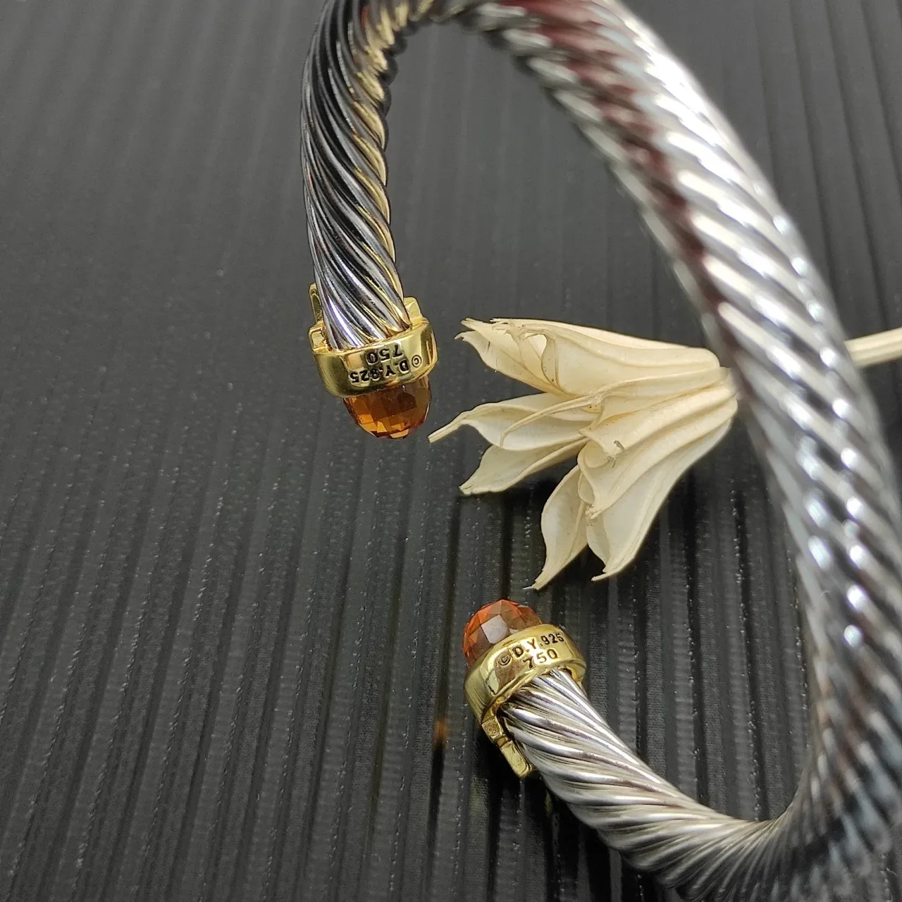 David Yurman Cable Classics Silver Gold Twisted Dual-Tone Metal Bracelet 7