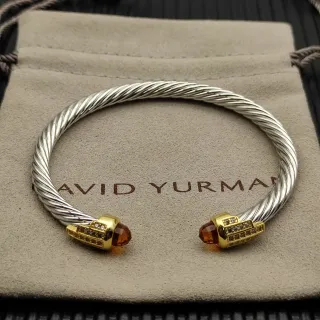 David Yurman Cable Classics سوار معدني فضي ذهبي ملتوي ثنائي اللون